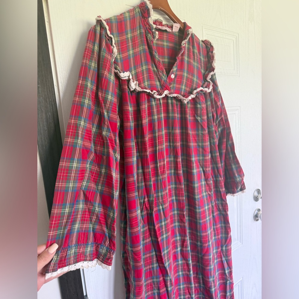 2 for $20 sale: Secrets red plaid flannel nightgown- M - Picture 3 of 4